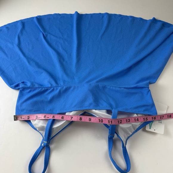 Swim Solutions Tankini Top Womens 16 Blue Textured Bust Support Underwire - Picture 7 of 9